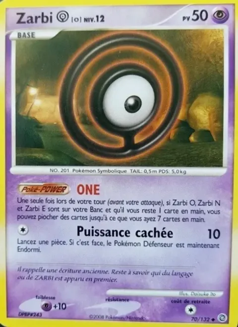 Carte Pokémon Zarbi O 070/132, extension Merveilles Secrètes