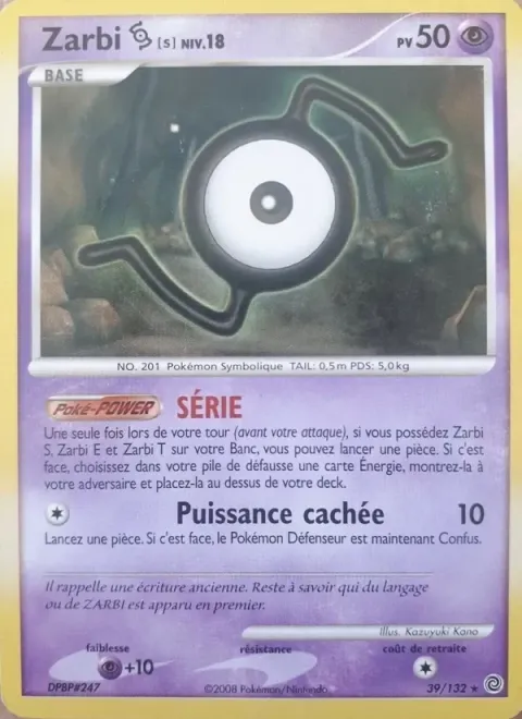 Carte Pokémon Zarbi S 039/132, extension Merveilles Secrètes