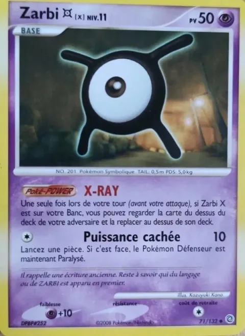 Carte Pokémon Zarbi X 071/132, extension Merveilles Secrètes