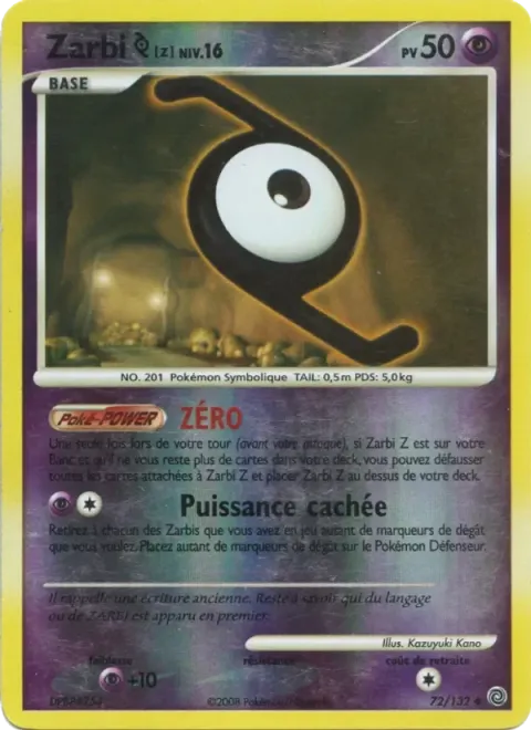 Carte Pokémon Zarbi Z 072/132, extension Merveilles Secrètes