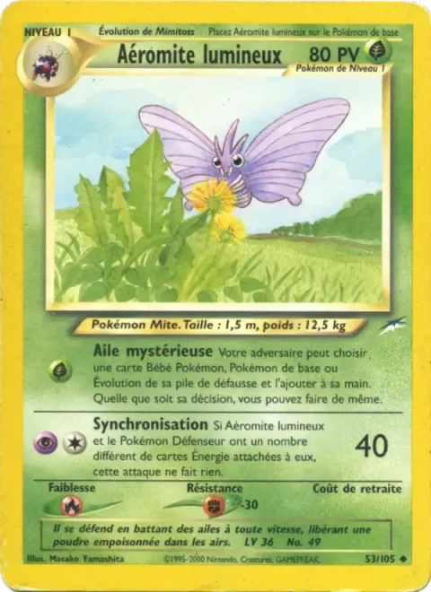 Carte Pokémon Aéromite lumineux 053/105, extension Neo Destiny