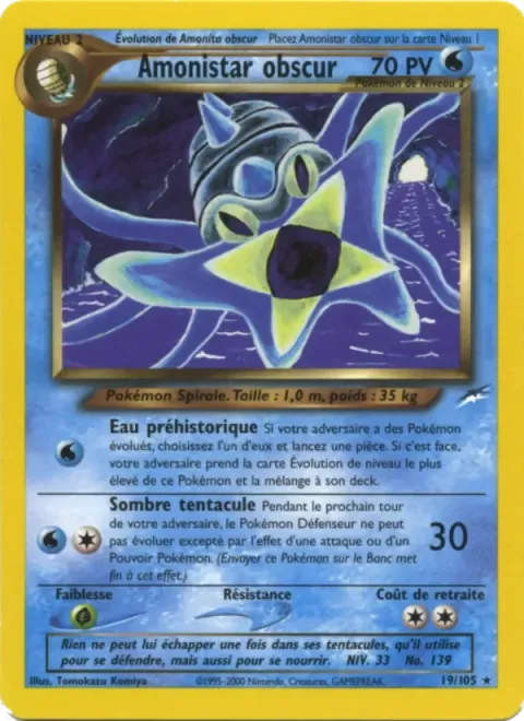 Carte Pokémon Amonistar obscur 019/105, extension Neo Destiny