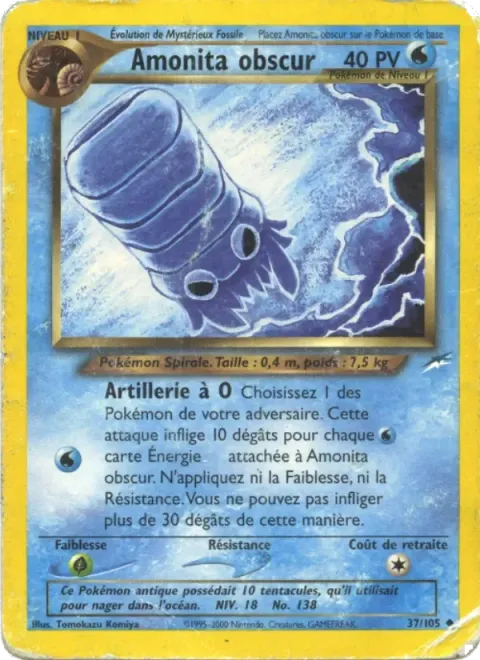Carte Pokémon Amonita obscur 037/105, extension Neo Destiny