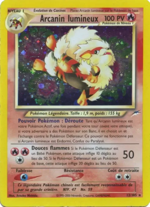 Carte Pokémon Arcanin lumineux 012/105, extension Neo Destiny