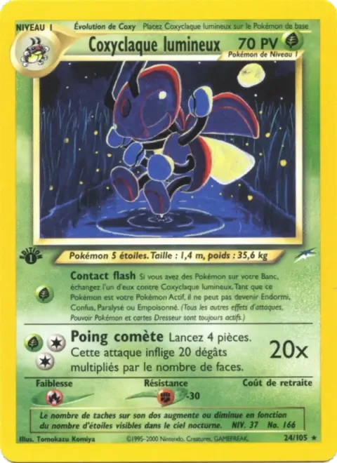 Carte Pokémon Coxyclaque lumineux 024/105, extension Neo Destiny