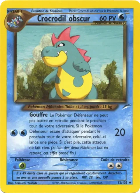 Carte Pokémon Crocrodil obscur 032/105, extension Neo Destiny