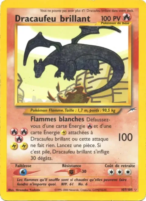 Carte Pokémon Dracaufeu brillant 107/105, extension Neo Destiny