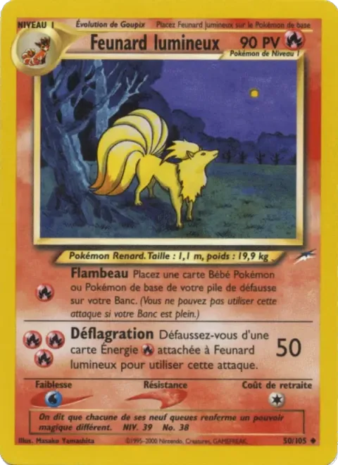 Carte Pokémon Feunard lumineux 050/105, extension Neo Destiny