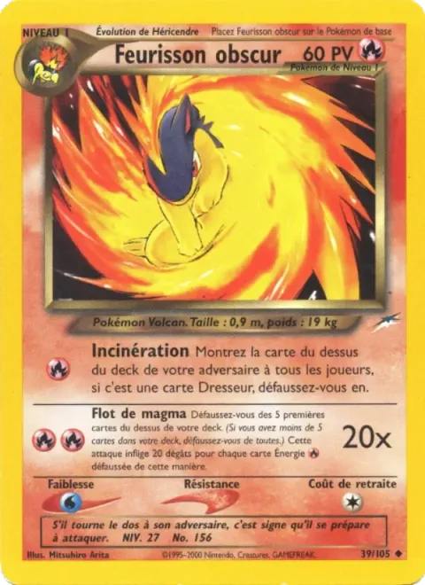 Carte Pokémon Feurisson obscur 039/105, extension Neo Destiny