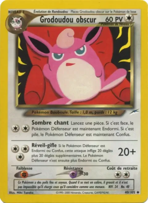 Carte Pokémon Grodoudou obscur 040/105, extension Neo Destiny