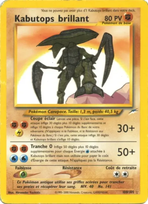 Carte Pokémon Kabutops brillant 108/105, extension Neo Destiny