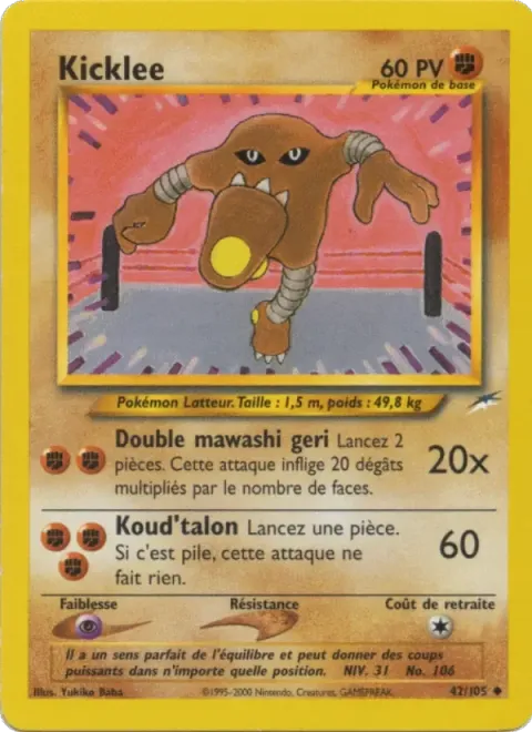 Carte Pokémon Kicklee 042/105, extension Neo Destiny