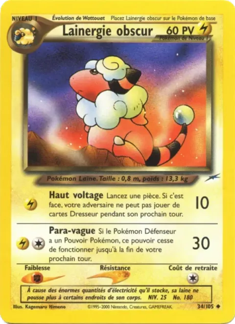 Carte Pokémon Lainergie obscur 034/105, extension Neo Destiny