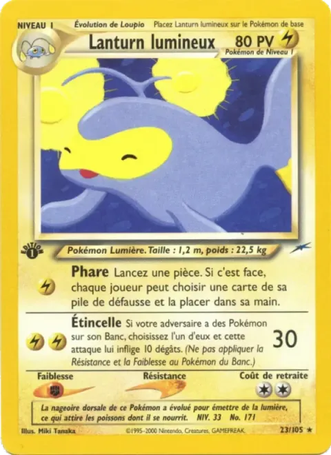 Carte Pokémon Lanturn lumineux 023/105, extension Neo Destiny