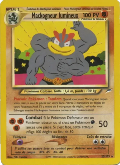 Carte Pokémon Mackogneur lumineux 025/105, extension Neo Destiny