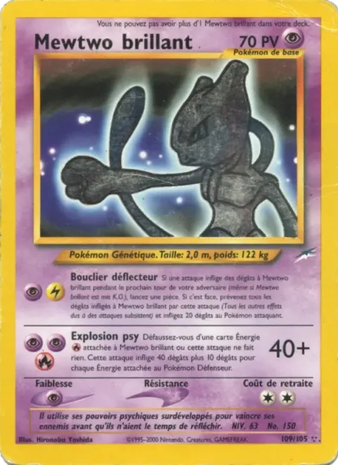 Carte Pokémon Mewtwo brillant 109/105, extension Neo Destiny