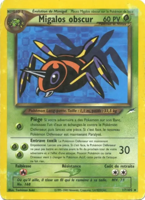 Carte Pokémon Migalos obscur 017/105, extension Neo Destiny