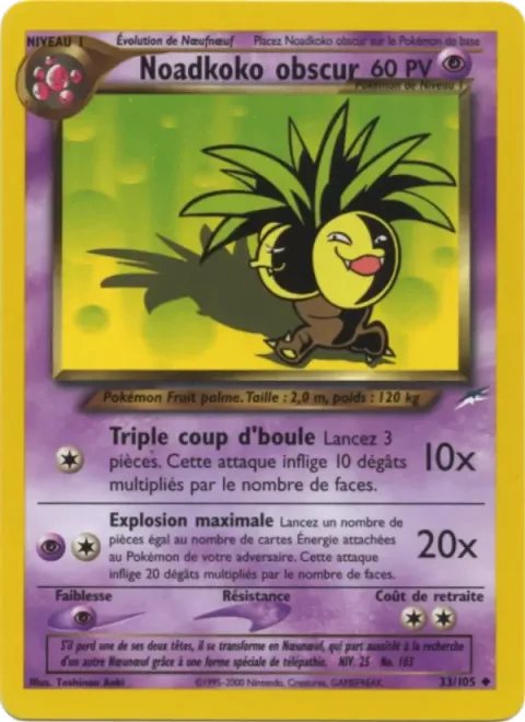 Carte Pokémon Noadkoko obscur 033/105, extension Neo Destiny