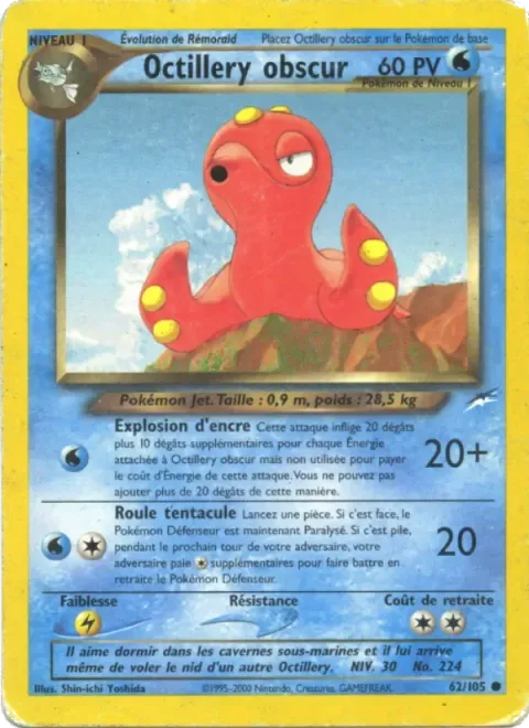 Carte Pokémon Octillery obscur 062/105, extension Neo Destiny