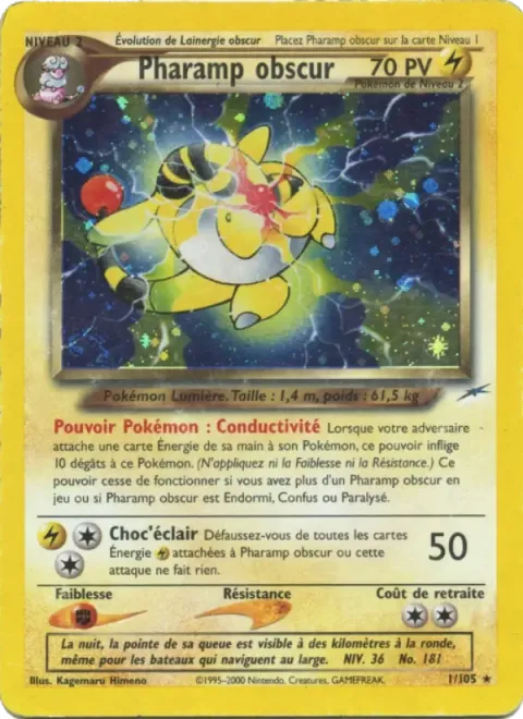 Carte Pokémon Pharamp obscur 001/105, extension Neo Destiny