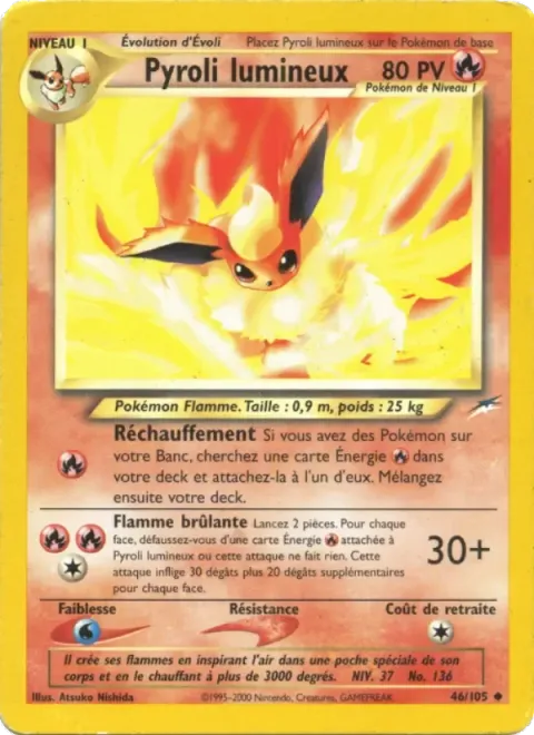 Carte Pokémon Pyroli lumineux 046/105, extension Neo Destiny