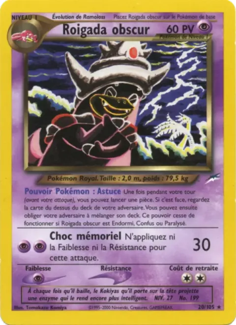 Carte Pokémon Roigada obscur 020/105, extension Neo Destiny