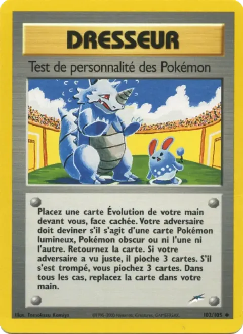 Carte Pokémon Test de personnalité des Pokémon 102/105, extension Neo Destiny