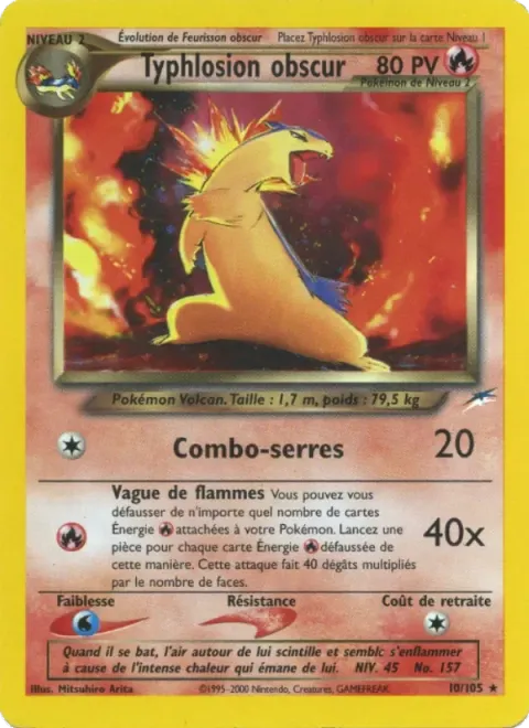 Carte Pokémon Typhlosion obscur 010/105, extension Neo Destiny