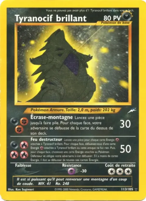 Carte Pokémon Tyranocif brillant 113/105, extension Neo Destiny