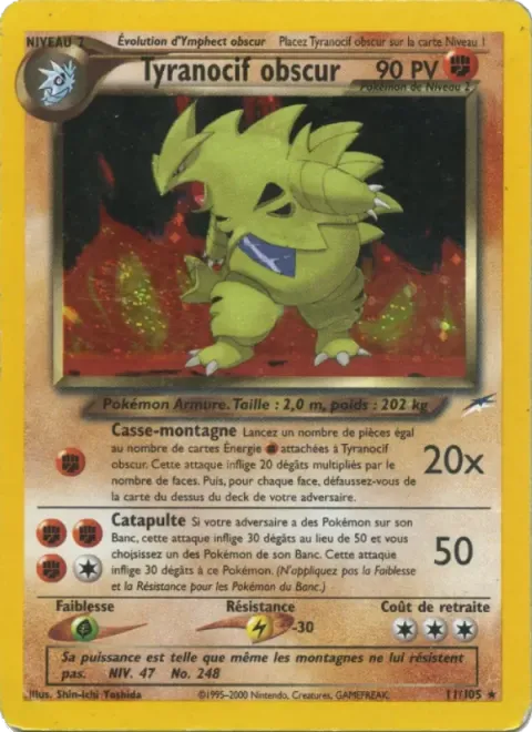 Carte Pokémon Tyranocif obscur 011/105, extension Neo Destiny