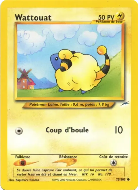 Carte Pokémon Wattouat 075/105, extension Neo Destiny