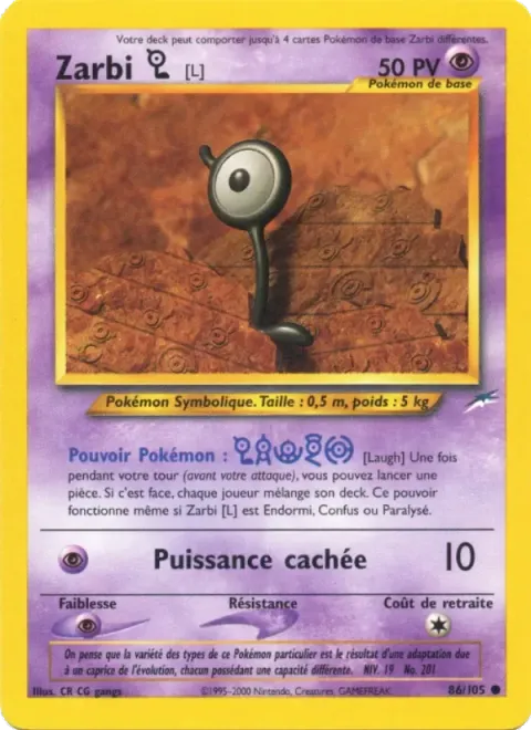 Carte Pokémon Zarbi L 086/105, extension Neo Destiny