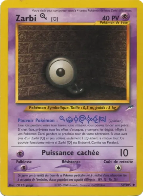 Carte Pokémon Zarbi Q 059/105, extension Neo Destiny