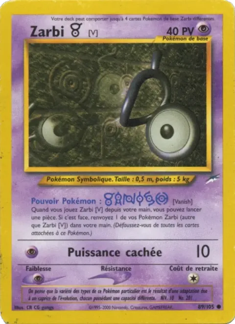 Carte Pokémon Zarbi V 089/105, extension Neo Destiny