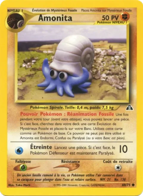 Carte Pokémon Amonita 060/075, extension Neo Discovery