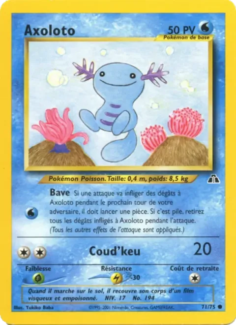 Carte Pokémon Axoloto 071/075, extension Neo Discovery