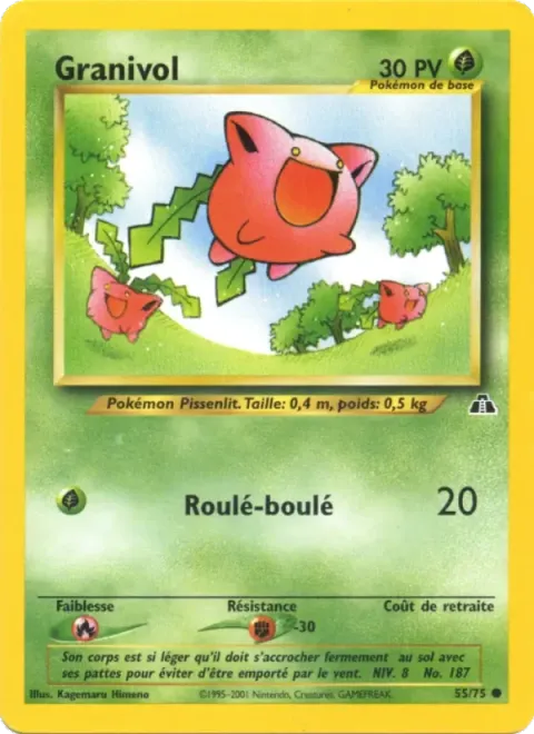 Carte Pokémon Granivol 055/075, extension Neo Discovery