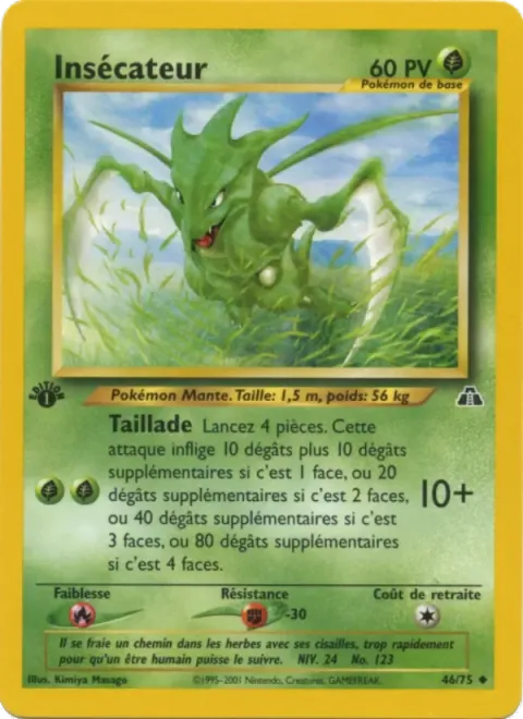 Carte Pokémon Insécateur 046/075, extension Neo Discovery