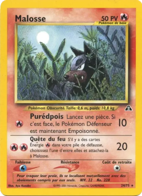 Carte Pokémon Malosse 024/075, extension Neo Discovery