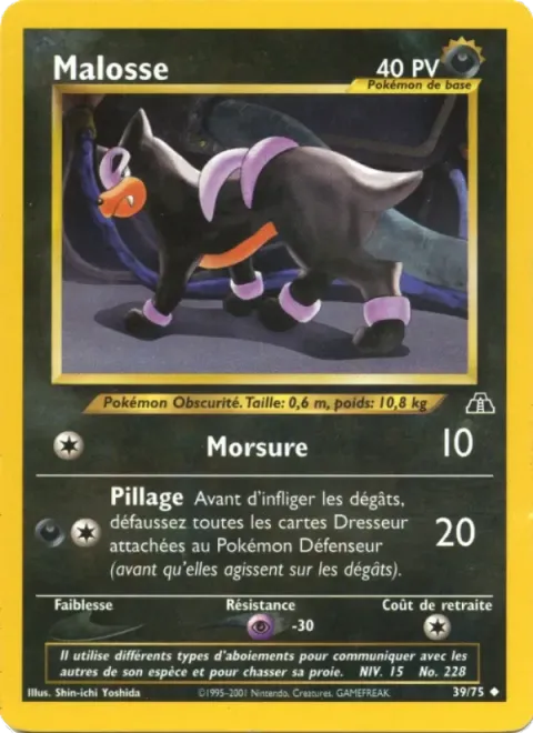 Carte Pokémon Malosse 039/075, extension Neo Discovery