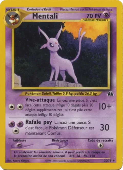 Carte Pokémon Mentali 020/075, extension Neo Discovery