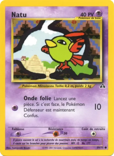Carte Pokémon Natu 059/075, extension Neo Discovery