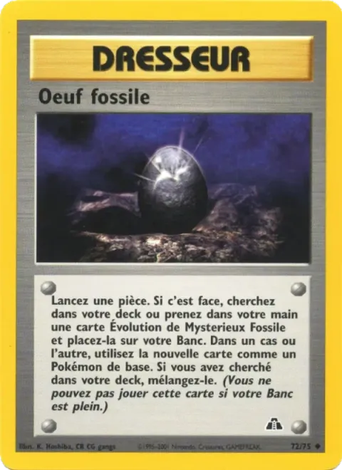 Carte Pokémon Oeuf fossile 072/075, extension Neo Discovery