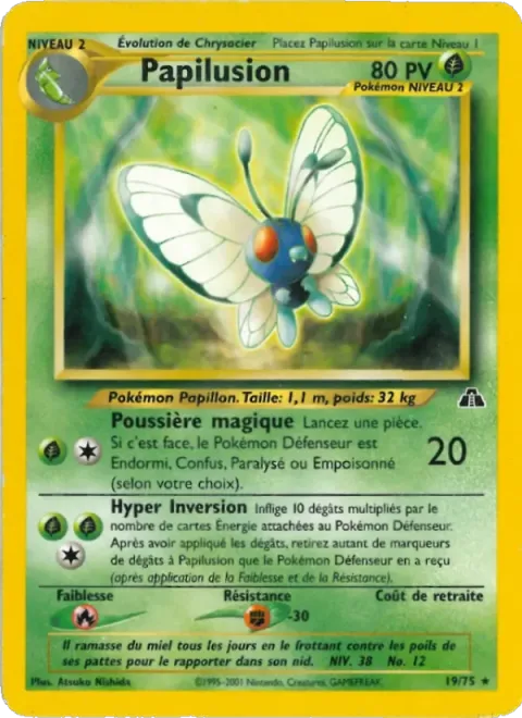 Carte Pokémon Papilusion 019/075, extension Neo Discovery