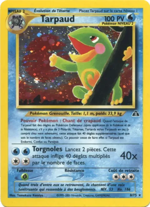 Carte Pokémon Tarpaud 008/075, extension Neo Discovery
