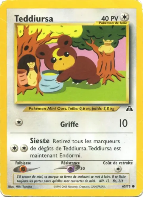 Carte Pokémon Teddiursa 065/075, extension Neo Discovery