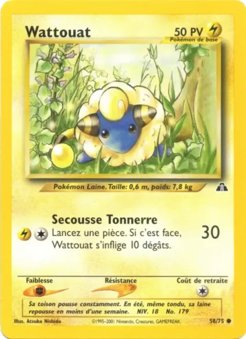 Carte Pokémon Wattouat 058/075, extension Neo Discovery