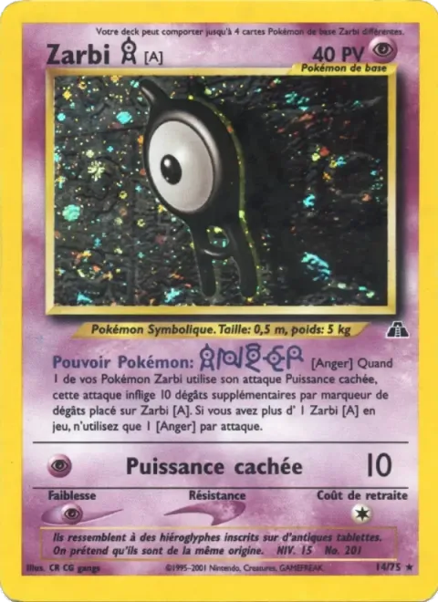 Carte Pokémon Zarbi A 014/075, extension Neo Discovery