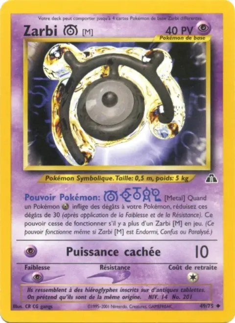 Carte Pokémon Zarbi M 049/075, extension Neo Discovery