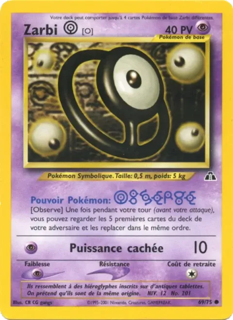 Carte Pokémon Zarbi O 069/075, extension Neo Discovery